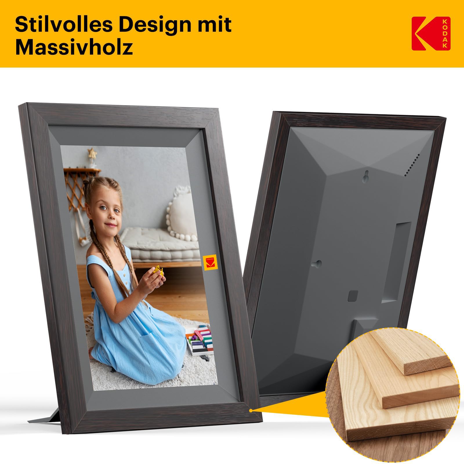 KODAK 10,1 Zoll WiFi Digitaler Bilderrahmen, 1280x800 HD IPS Touchscreen Smarter Bilderrahmen WLAN, 32GB Speicher, Automatische Rotation, Wandmontagefähig, Teilen Sie Fotos sofort von überall aus