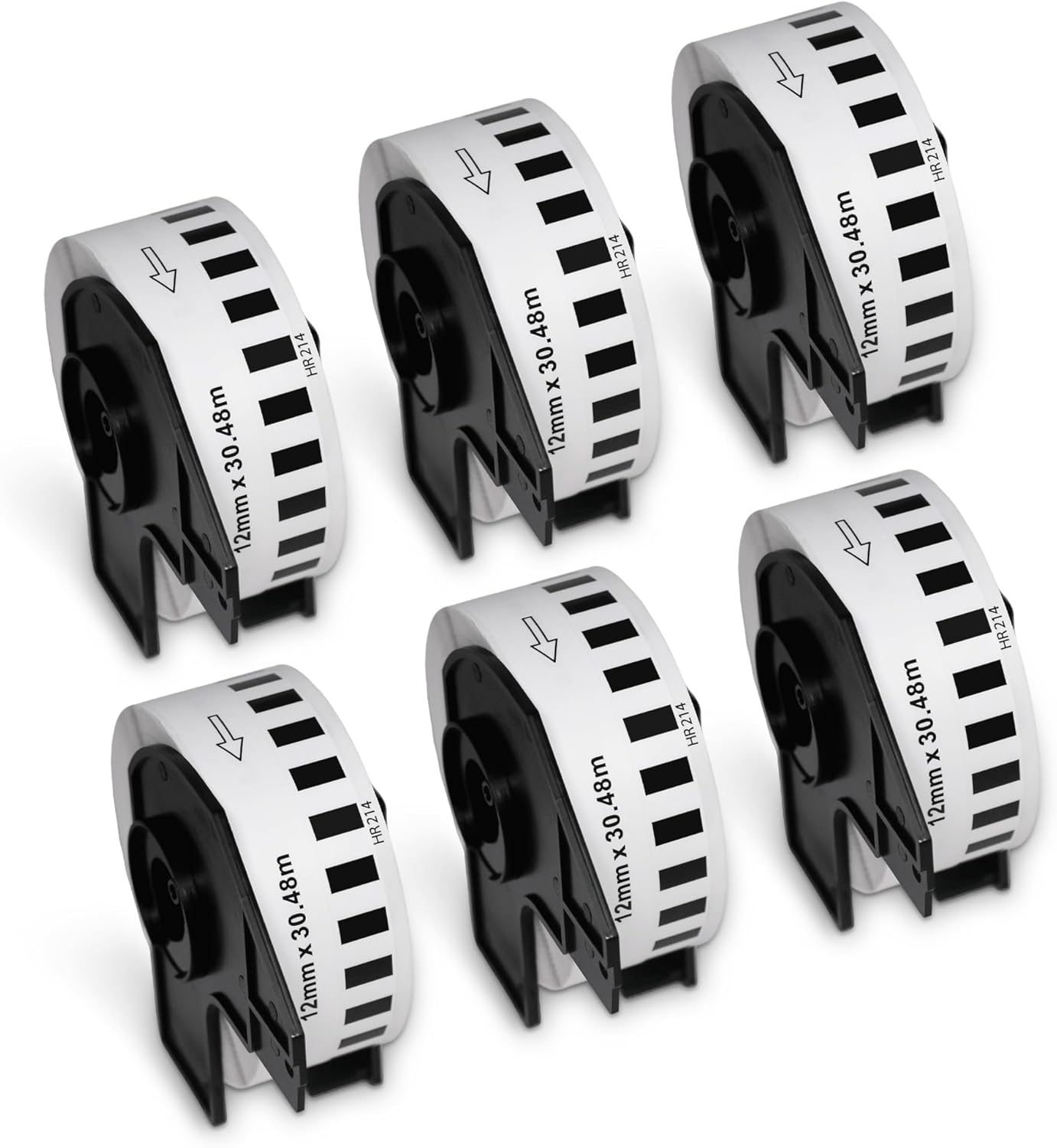 BETCKEY - Removable Film Label Replacement for Brother DK-2214 (1/2" x 100'), Durable Waterproof Continuous Label, Compatible with Brother QL Printers [6 Rolls]
