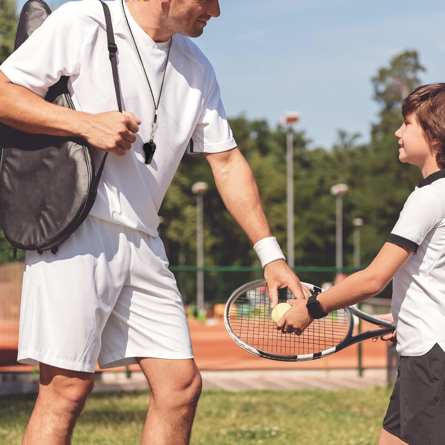 Frienda Black Lanyard Plastic Whistles Referees Fans Cheer Student Whistles Emergencies Survival Whistles Bulk