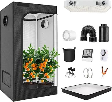 100W Grow Tent Kit Complete, Grow Tent Kit, With Full Spectrum Led Grow Lights, 4 Carbon Filter, 600d Oxford Cloth, Hydroponics Tent For Indoor Plants