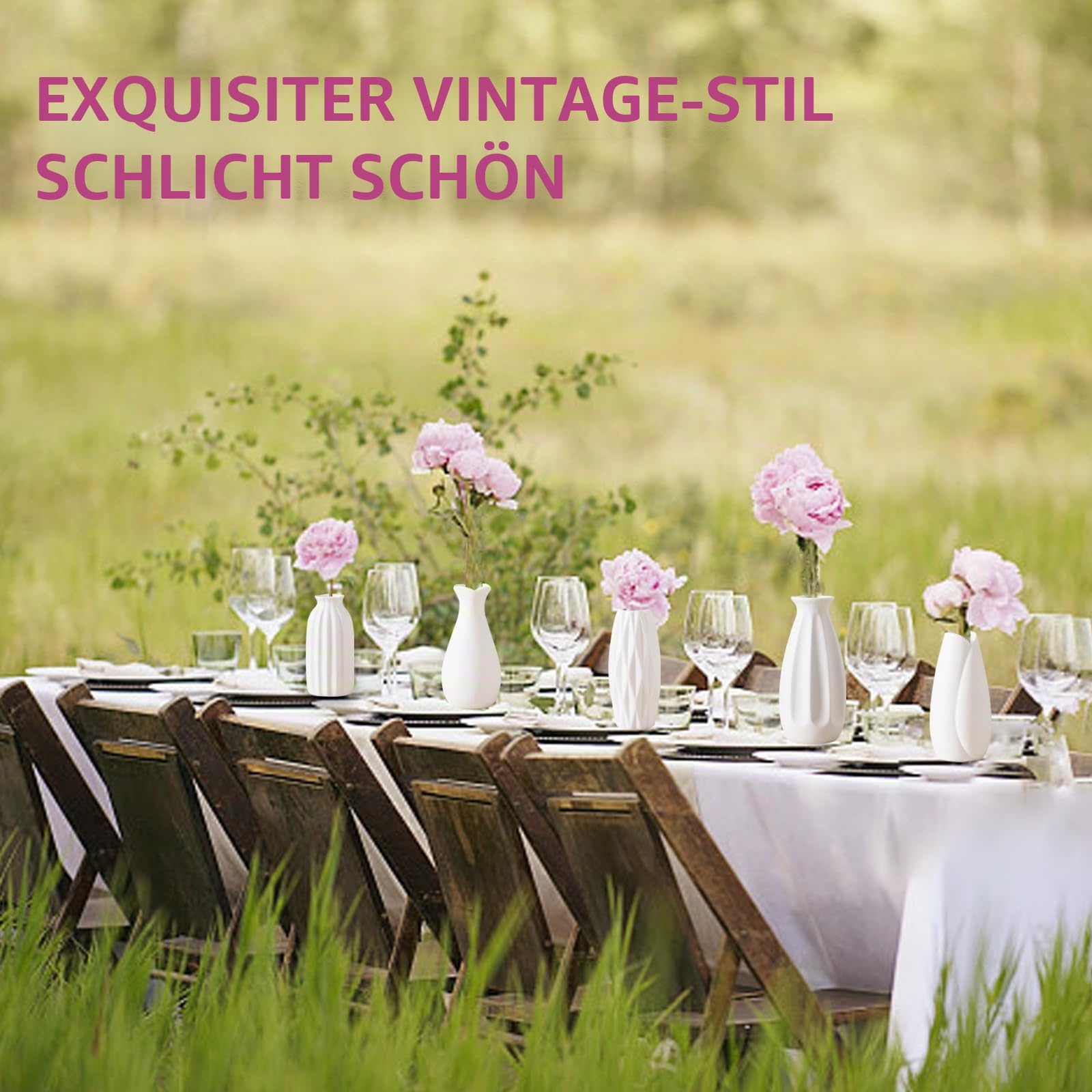 12,7 cm weiße Keramikvasen, 10er-Set, kleine Mini-Vasen für Blumen, Tafelaufsätze und Dekoration