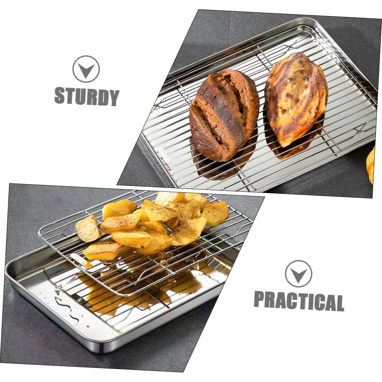 Gatuida 2juegos Bandejas Para Hornear Con Rejilla Para Enfriar Bandejas De Acero Inoxidable Para Hornear Pan Para Con Rejilla Para Cocinar El Horno