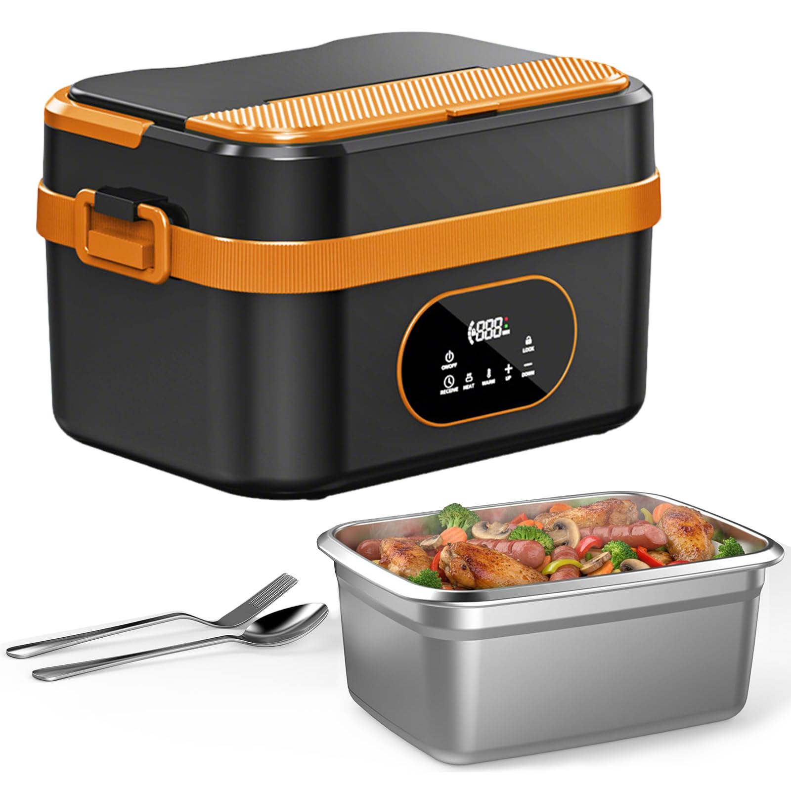 Scatola Pranzo Elettrica Senza Fili 1.5L,Riscaldamento Automatico 18000mAh Ricaricabile con Timer, Display LED & Borsa Termica per Ufficio, Camion, Esterno