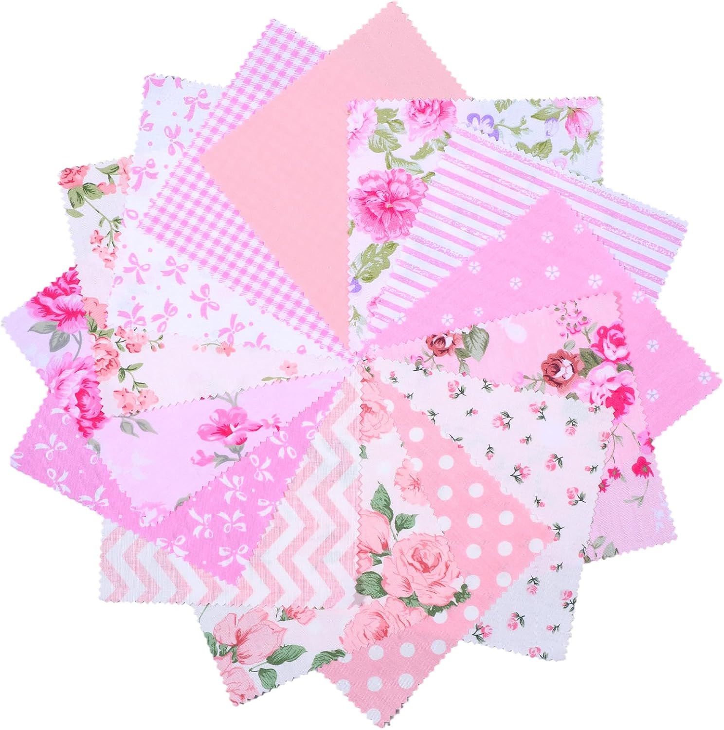 Kifmurase 84 Pcs Pink Charm Packs for Quilting 5 x 5 Inch Cotton Fabric Squares Precut Quilting Fabric Bundles Floral Charm Squares for Sewing DIY Craft Patchwork Supplies