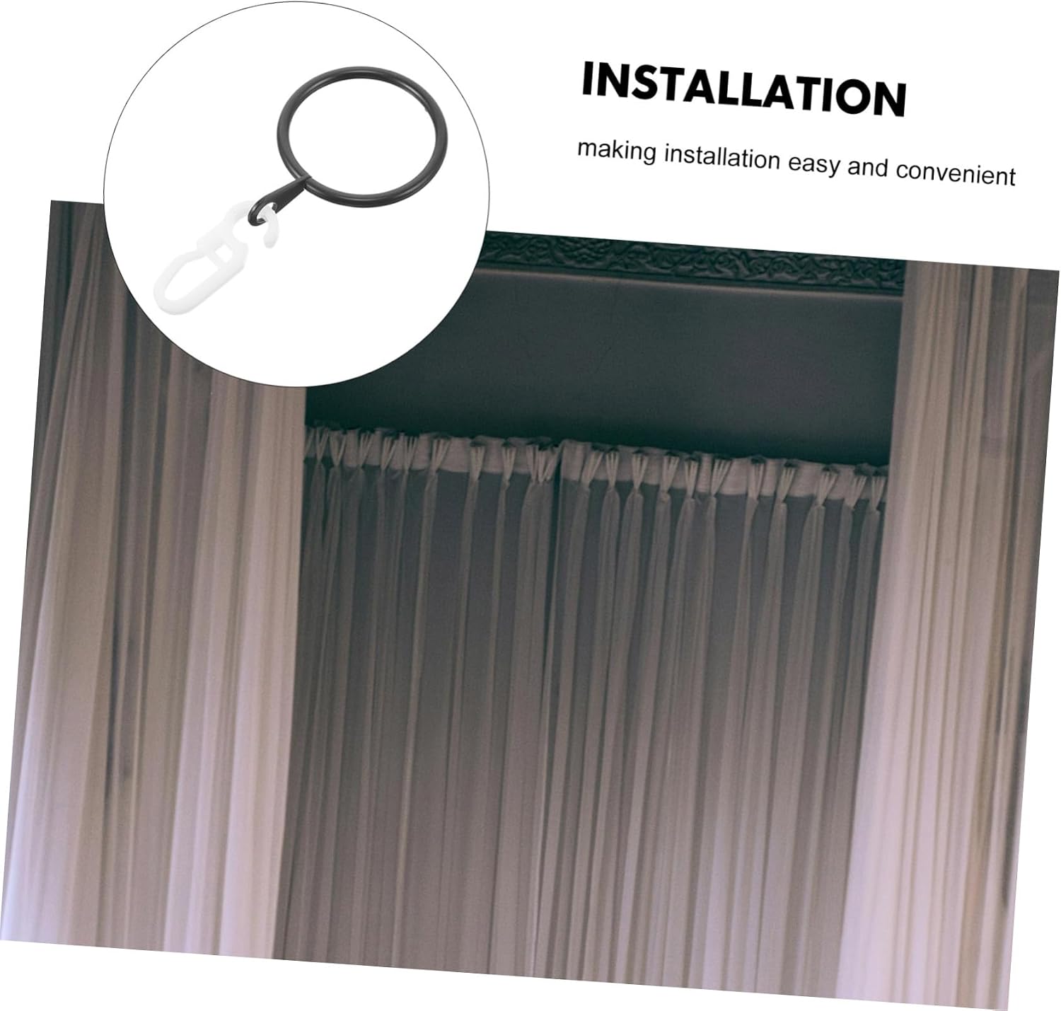 Alipis 45pcs Lightweight Clips for Easy Installation Sturdy Rings for Secure Hanging for Bathroom Kitchen Curtains