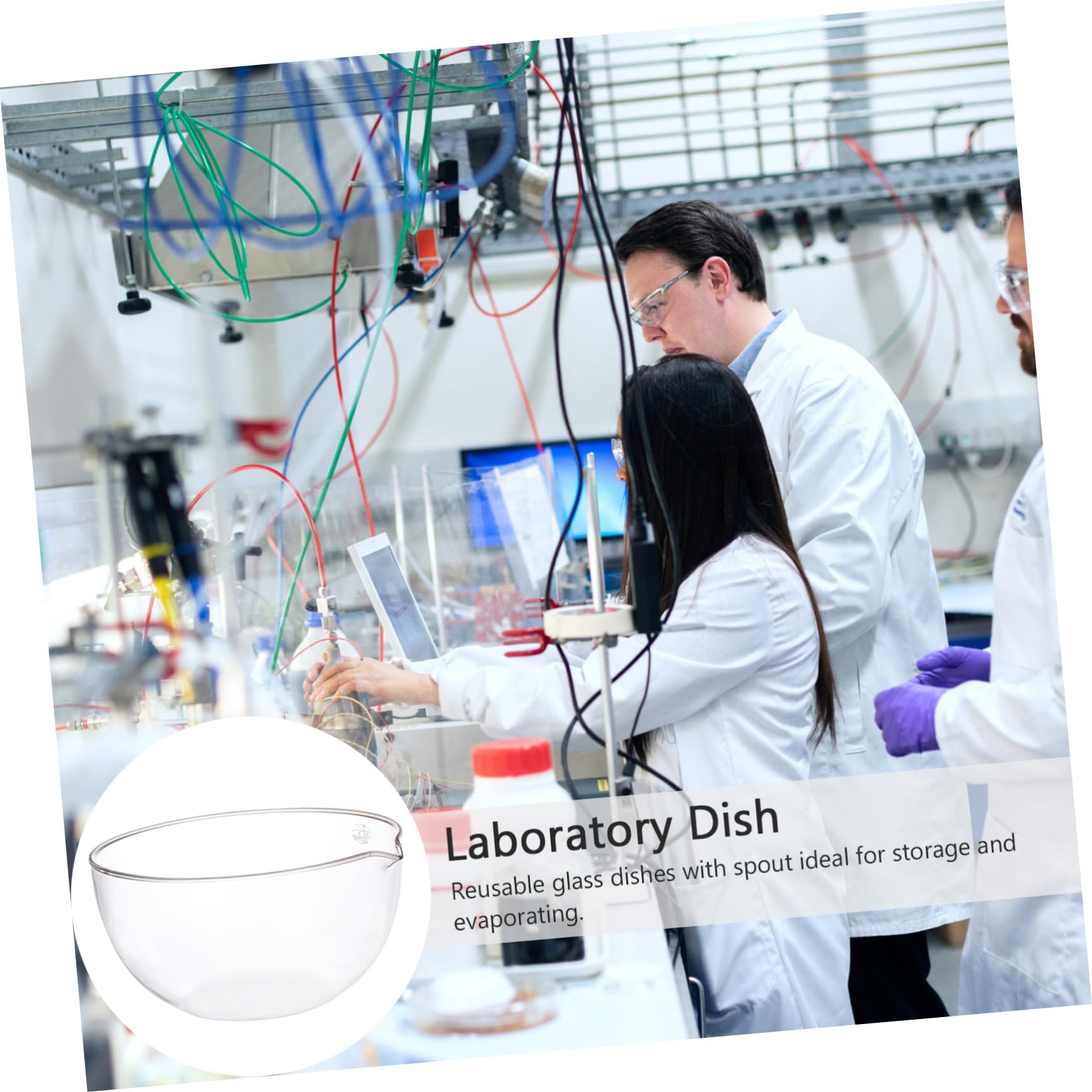 Bassin D'évaporation en Verre avec Fond Plat et Bec Verseur, Outil de Laboratoire pour École et Laboratoire avec Grosse Surface