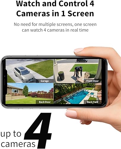 Miniatura 4 de Aume Cámaras de seguridad inalámbricas para exteriores con base doméstica, sin suscripción, energía solar, vista en vivo de 4 MP, vista panorámica