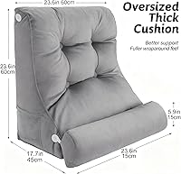Vista 2 de 2PCS Reading Backrest Pillow Set,Soft FleeceLike,22''x24'' Bed Rest Pillow w/Removable Washable Cover,for Sit/Sleep,Leg/Back Support,Acid