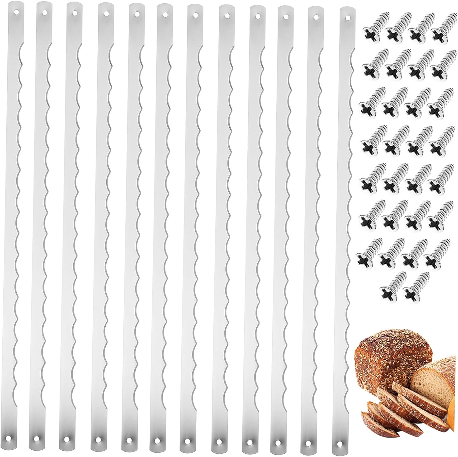 12-Piece Stainless Steel Bread Slicer Blades for Sourdough Cutting 12-Piece Stainless Steel Bread Slicer Blades for Sourdough Cutting
