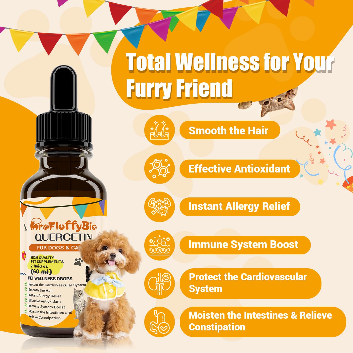 Quercetin for Dogs, Dog Quercetin Liquid Drops, Dog Quercetin Herbal Supplement Support Allergy Relief,Immune Health, Respiratory Health, Skin Health, Gluten Free, Non GMO (60 ml/2 Oz) — Amazon image 3