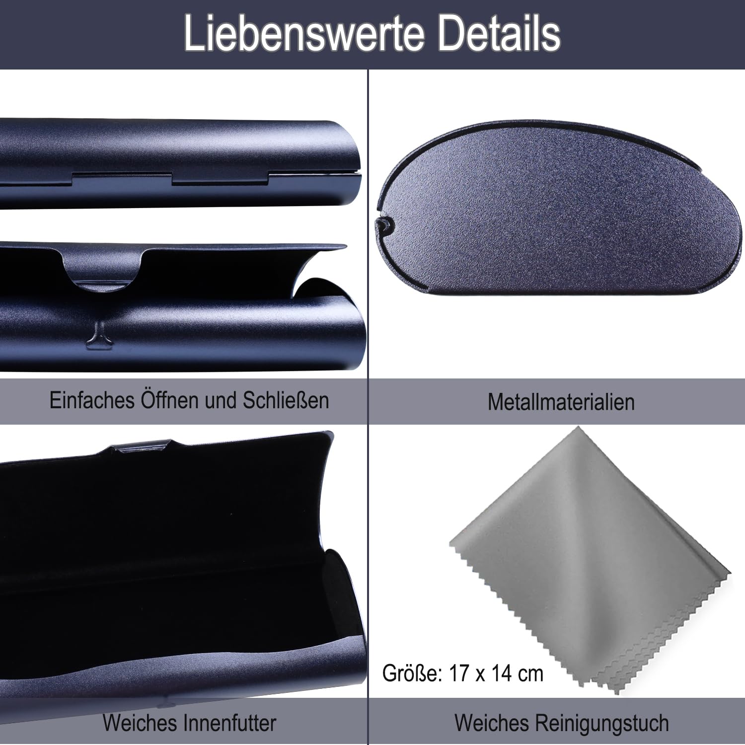 Leichtes Aluminium Brillenetui für Damen Herren