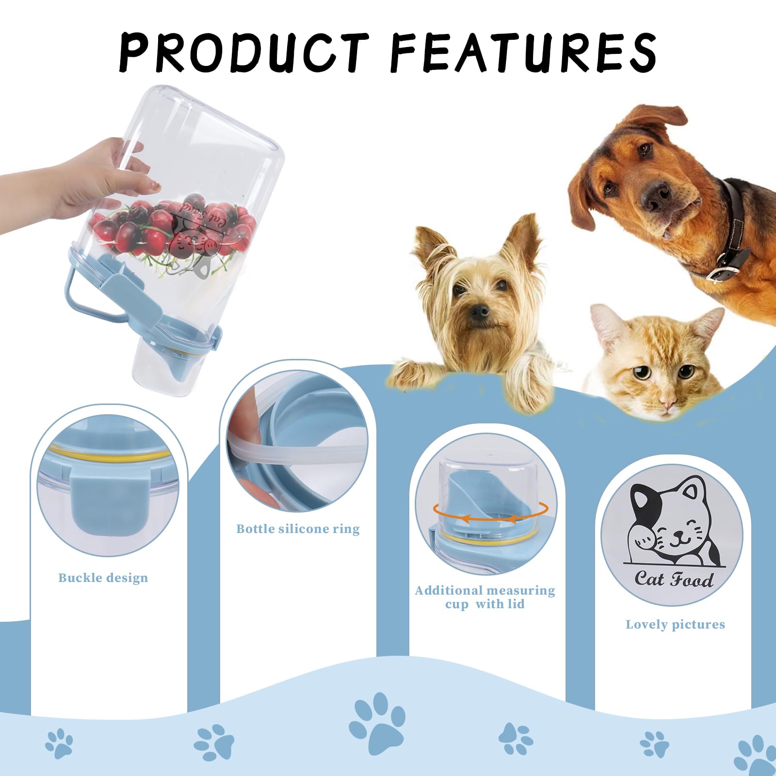 Dokeno 2 kroketcontainers voor honden en katten, luchtdichte container voor levensmiddelen met maatbeker, voedercontainer (26 x 15 x 8 cm, 2,5 l Dokeno 2 kroketcontainers voor honden en katten, luchtdichte container voor levensmiddelen met maatbeker, voedercontainer (26 x 15 x 8 cm, 2,5 l