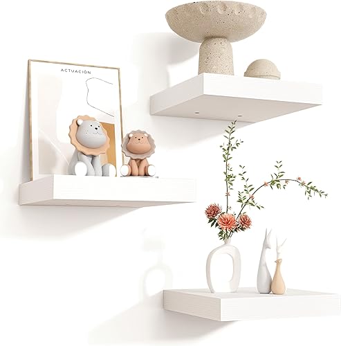 Square Floating Shelves for Wall 8"W x 8"D x 1.2"H, Small Engineered Wood Wall Shelves with Invisible Brackets for Living Room Bedroom Bathroom