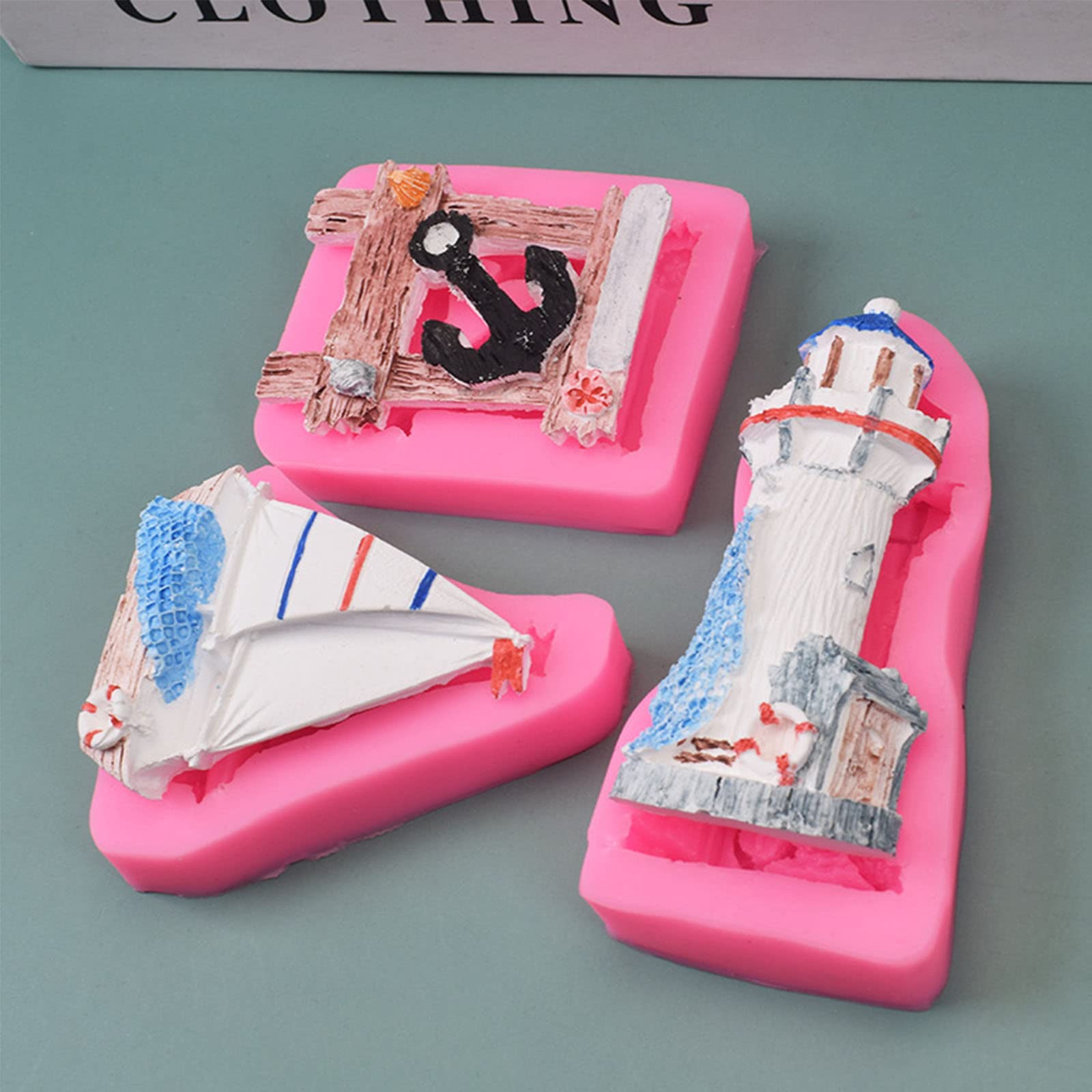 Stampo In Silicone Per Candele A Forma Di Barca Vela – Set 7 Pezzi Con Cuori E Faro – Per Resina, Cera, Gesso, Fai Da Te - 3
