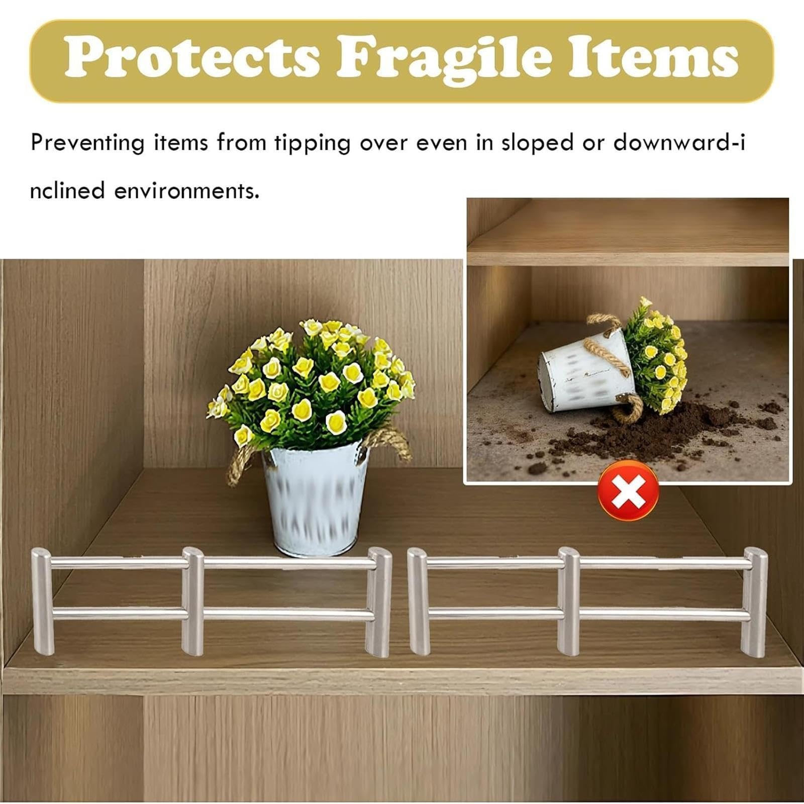 Barra Protezione Mensola Set，Parapetto Decorativo Per Armadio,