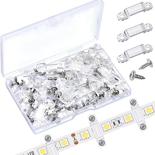 100 soportes de montaje de tira de luz LED transparente tira de luz LED clips de cinta LED abrazadera de cinta de luz para exteriores con 200