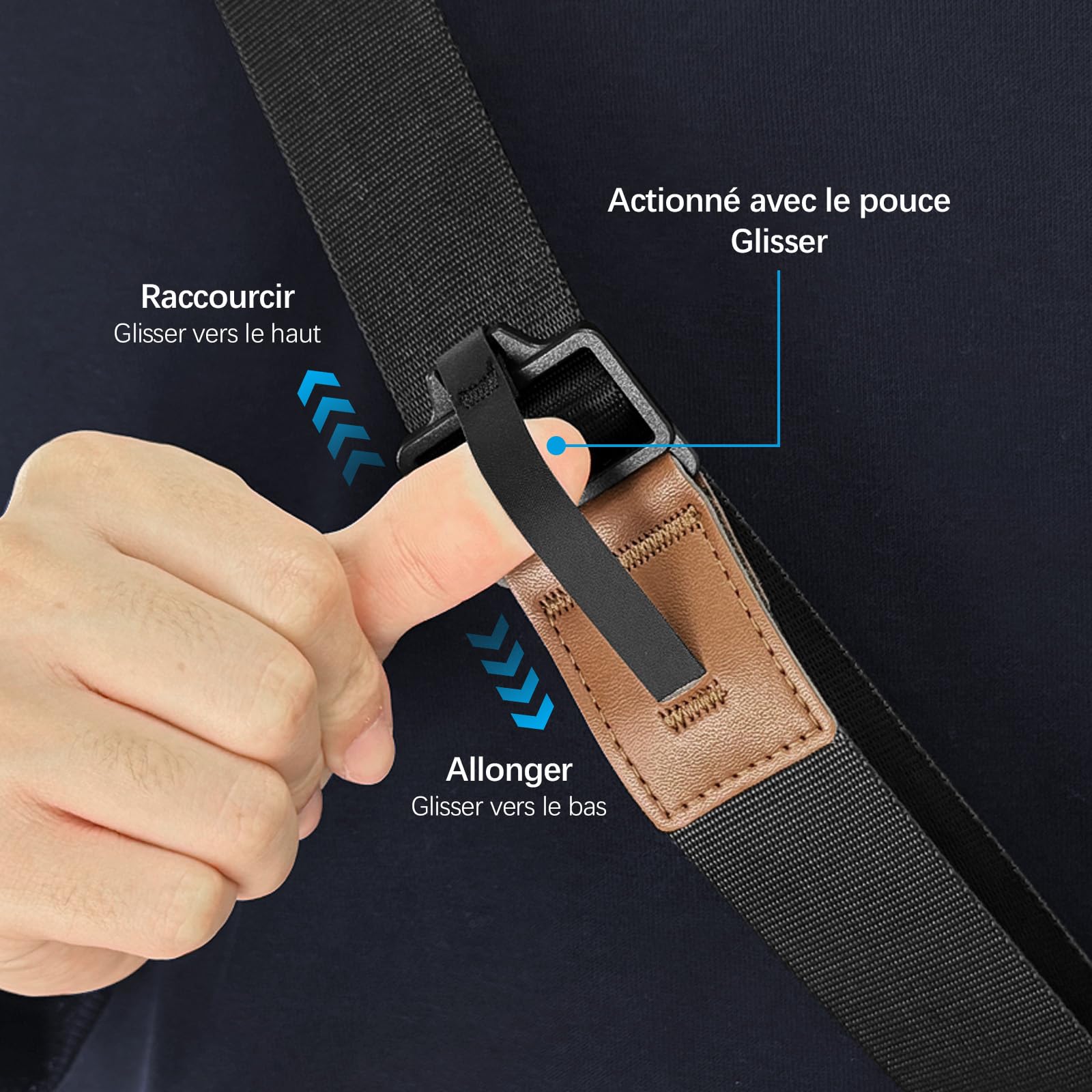 Sangle Appareil Photo avec Fermetures Rapides, Lanière Noire et Marron pour Appareils Numériques, Camera Strap avec 4 Points d'Attache