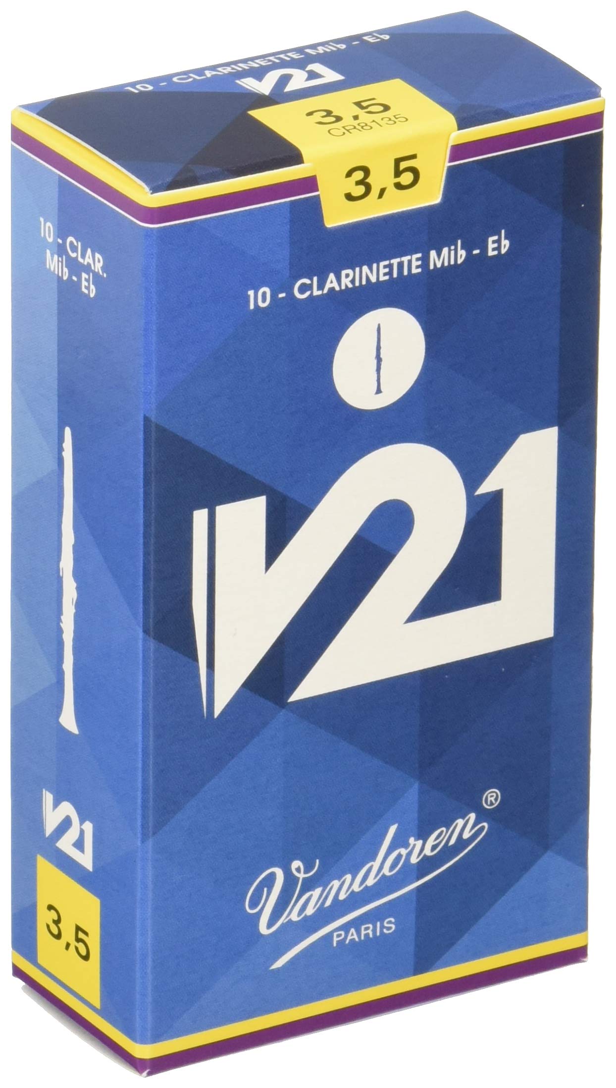 Vandoren V21 Eb Clarinet Reeds, Strength 3.5, Box of 10, CR8135