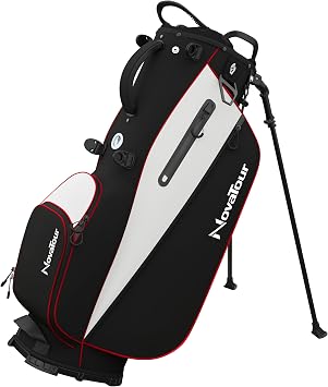 Golf Stand Bag - Lightweight Golf Bag with Stand and 7 Way Dividers, Dual Strap, Waterproof Pocket, Insulated Sleeve, Easy-Lift Handles and Swing-Cam Holder