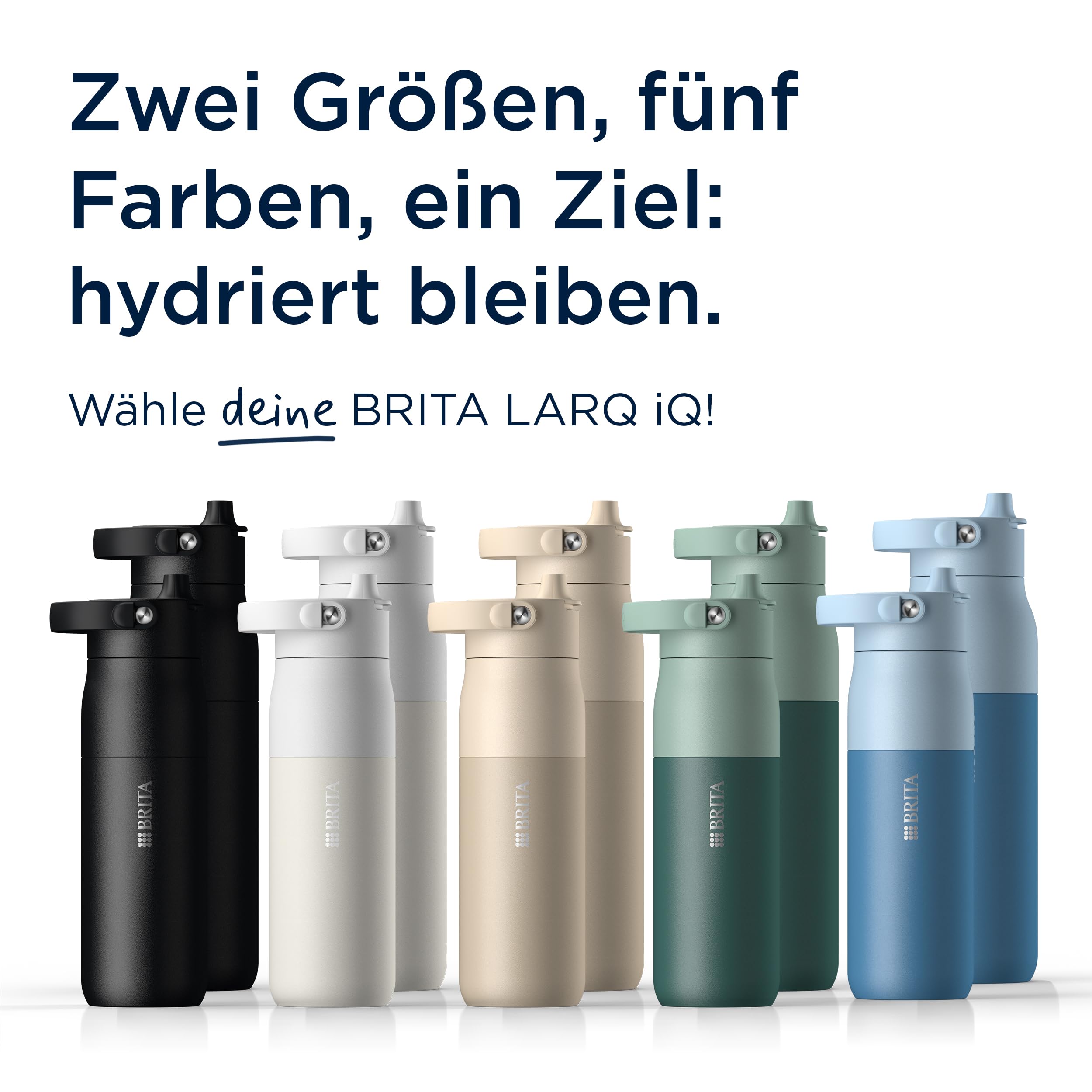 BRITA LARQ iQ Digitale Filter Trinkflasche weiß (680 ml) inkl. Hydration Tracking (App), Aktivkohle Wasserfilter & UV-C – neutralisiert 99,99% Bakterien & filtert Mikroverunreinigungen, PFAS & mehr