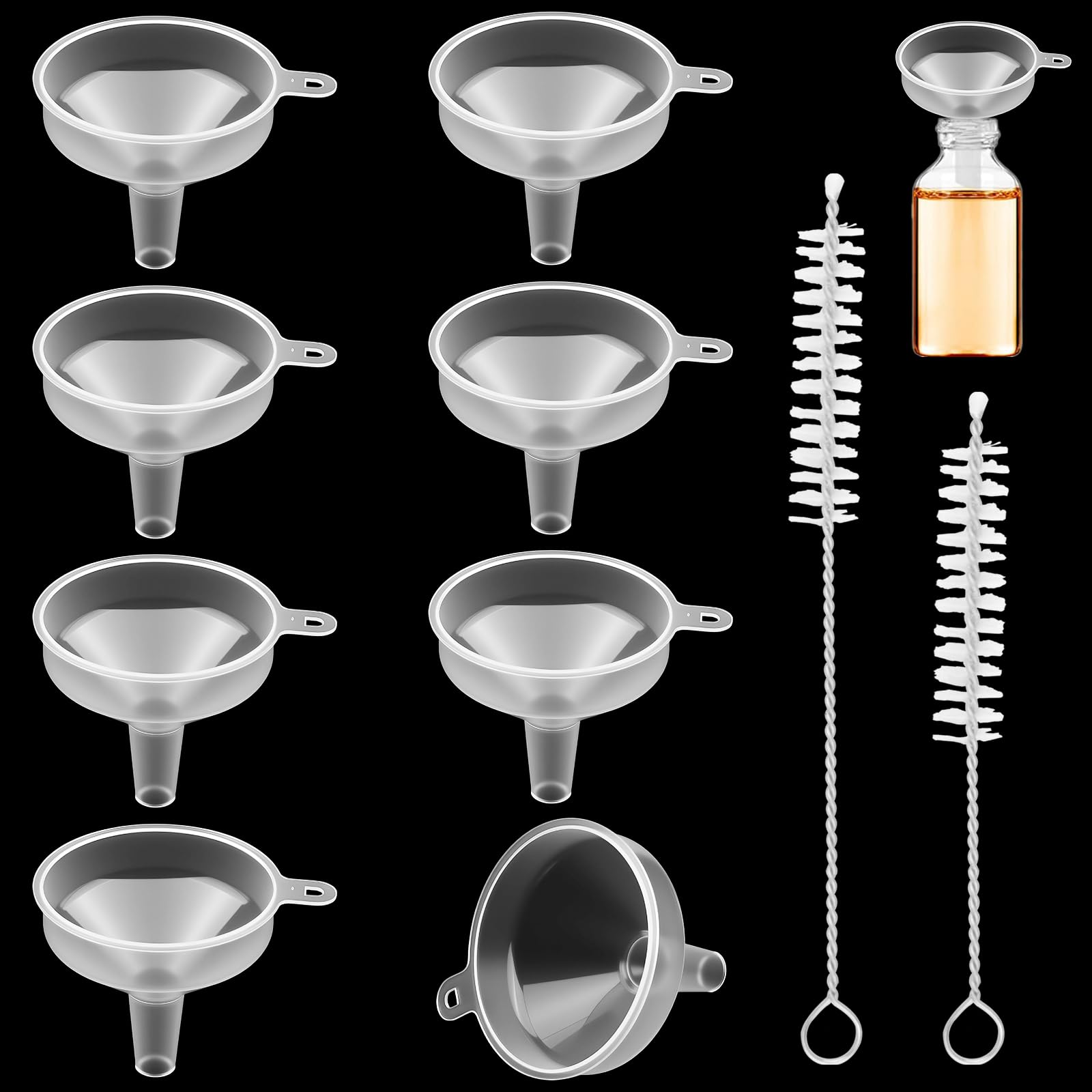 8PCS Mini Clear Funnels for Filling Bottle, Kitchen Small Funnel/Plastic Funnel for Filling Water, Mini Funneling for Science Lab Bottle, Sand Art,