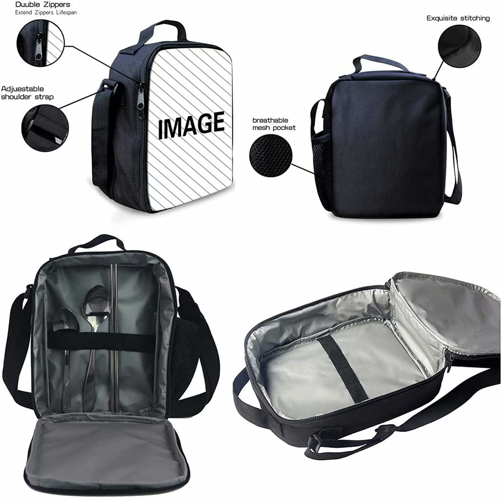 Mochila escolar Satchel 3 Set Large Cool para niños Niños Niños Mochila informal de viaje personalizada + Estuche para lápices + Bolsa de almuerzo, Galaxy Horse, Mochila para niños