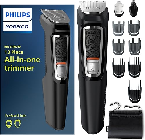 Philips Norelco Multi Groomer 3000 - Máquina de afeitar todo en uno, kit de aseo para hombre, 13 piezas, para barba, cara, nariz y orejas, sin