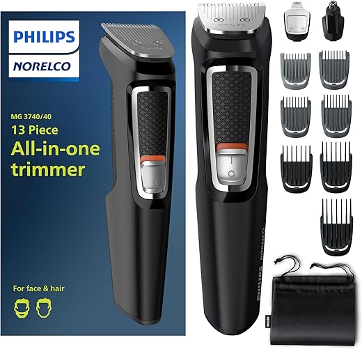 Norelco Philips Multi Groomer All-In-One Trimmer Series 3000-13 Piece Mens Grooming Kit For Beard, Face, Nose, Ear Hair Tr