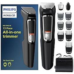 Norelco Philips Multi Groomer - 13 Piece Mens Grooming Kit for Beard, face, Nose, and Ear Hair Trimmer and Hair Clipper - NO Blade Oil Needed, MG3740/40