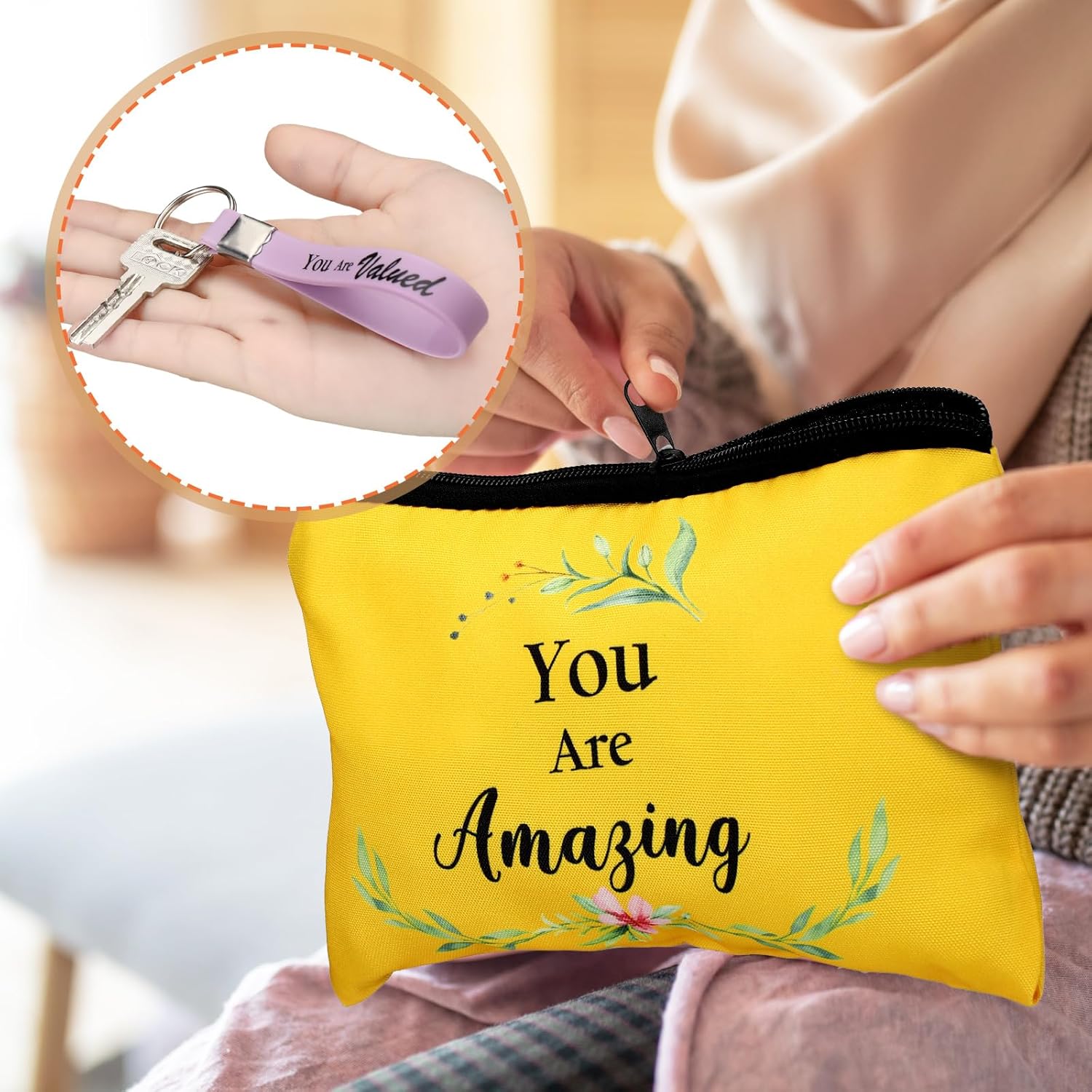 Feifeiya 40 Pcs Mothers Gifts Bulk for Church Christian Makeup Bag for Women Religious Keychain Scripture Mirrors Gifts Bible Verse Lip Balm Holder for Women Mom Church Party Favors(Bright Color)
