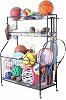 Large Sports Equipment Storage Rack, Metal Mesh Shelf, Ball Organizer, Ball Storage Cart, Sports Room with Casters, Convenient to Move, Space Saving, Easy to Assemble, Durable, Abrasion Resistant, Suitable for a variety of occasions such as garages, basements, playgroups, gyms, schools, outdoor sports