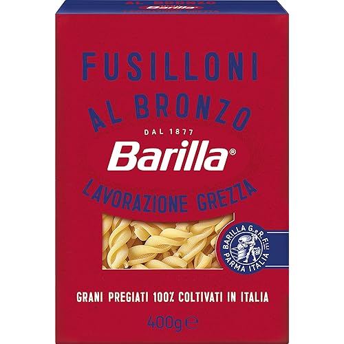 Immagine del prodotto Barilla Pasta Al Bronzo Fusilloni 100% Grano Italiano, Pasta Trafilata Al Bronzo con Lavorazione Grezza, Ruvidità Intensa, Formato Spesso e Corposo, Alta Tenuta di Sugo e Cottura, 400 g