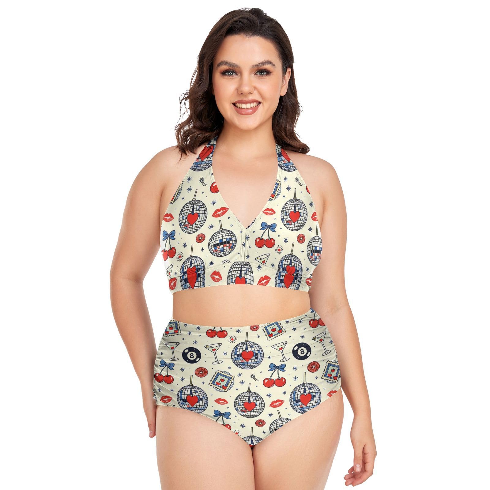 Bikini grande taille galbant réglable pour sculpter la silhouette à la plage - 7