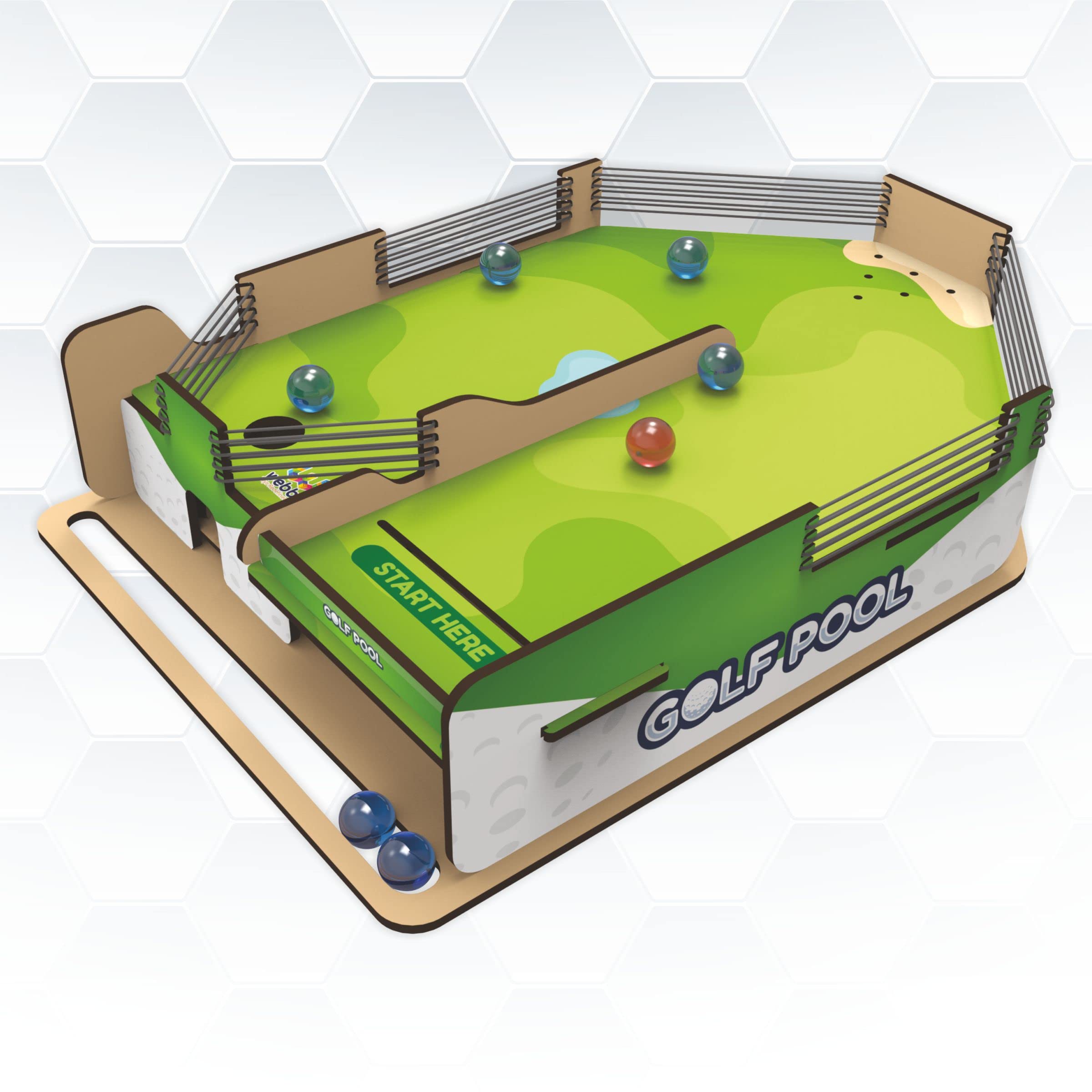 Webby DIY Wooden Golf Pool Game with Marble, Table Top Fun Family Game Set for Kids and Adult (B09XV8G287) Amazon Price History, Amazon Price Tracker