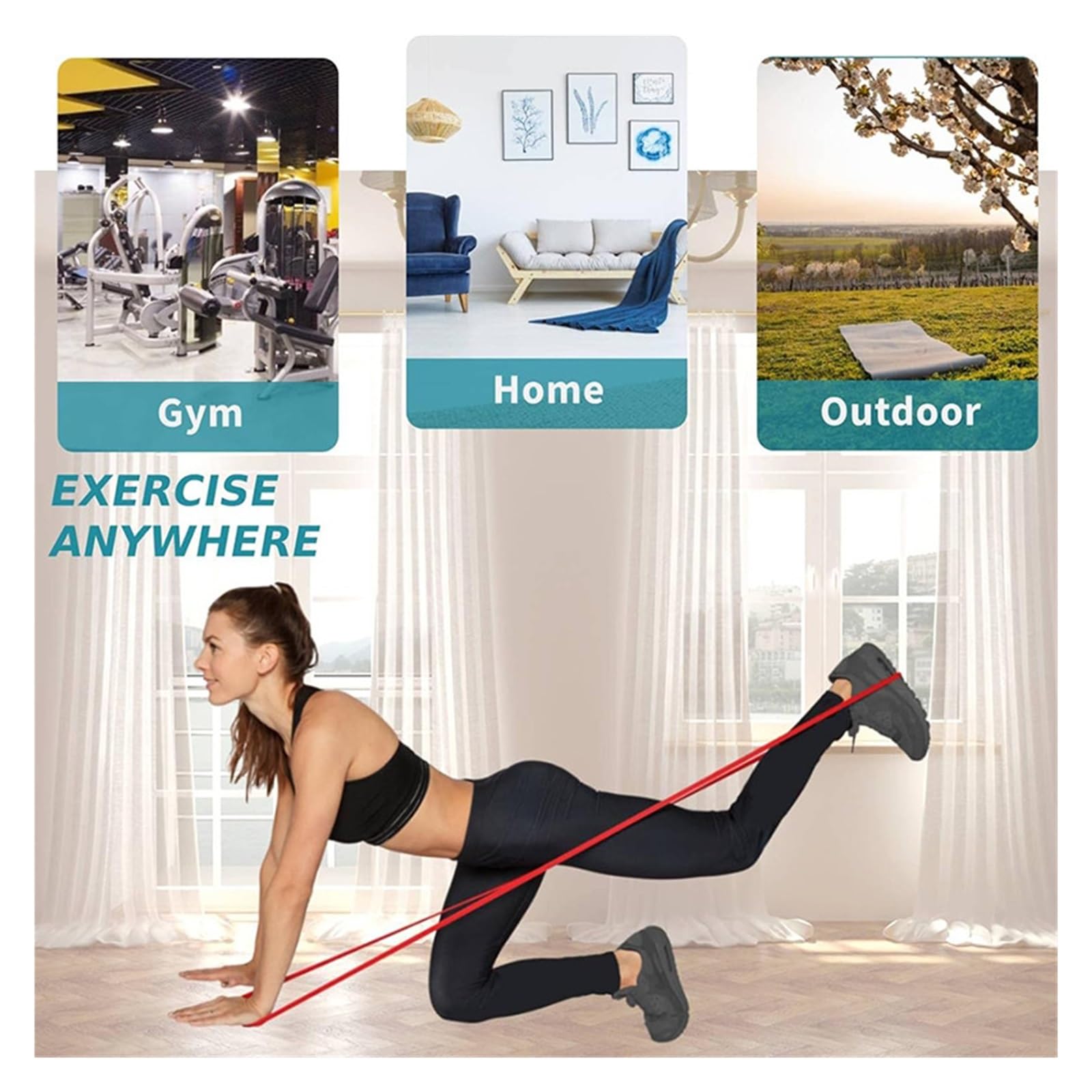 FitnessbäNder 1-teiliges Yoga-Widerstandsband mit verschiedenen Ebenen, elastisches Fitness-Stretching-Band, for Heben der Hüfte, tiefes Hocken, Körperformung für Beintraining