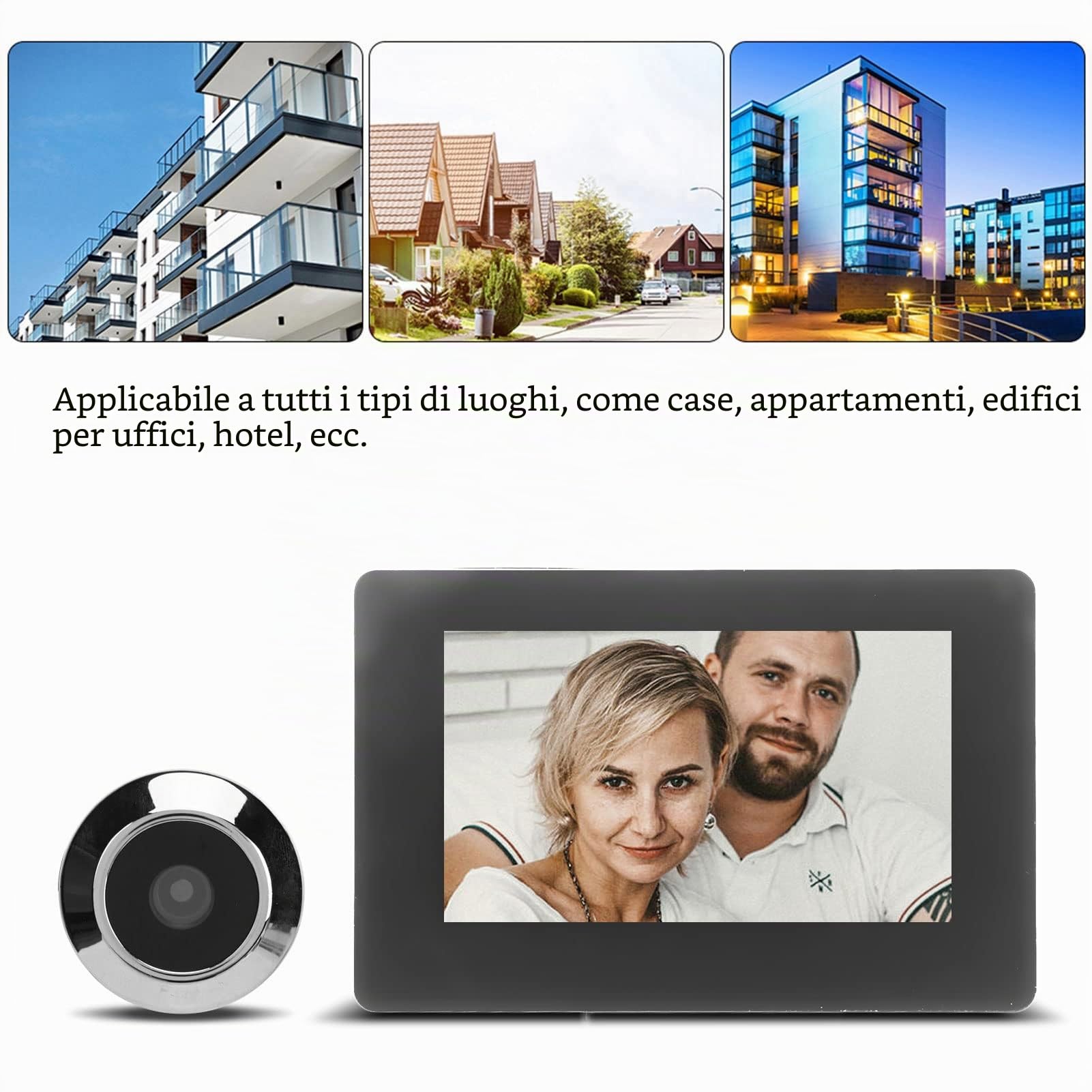 Spioncino Digitale da 4,3 Pollici, Videocamera Per Campanello con Schermo a Colori TFT da 1 MP Campanello Per Spioncino Impermeabile Per Casa