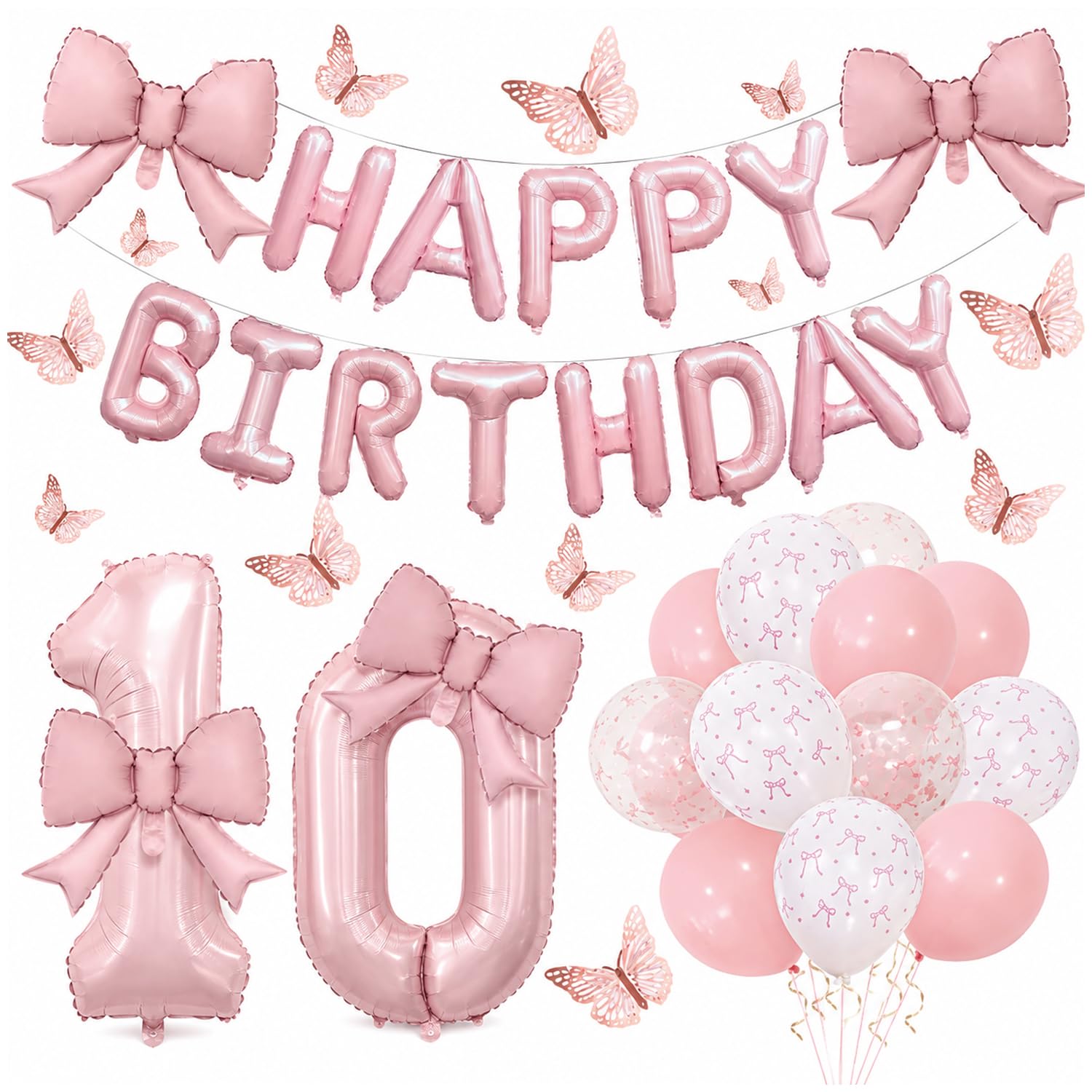 Pink Happy 10th Birthday Decorations, 10 Birthday Decorations Girls