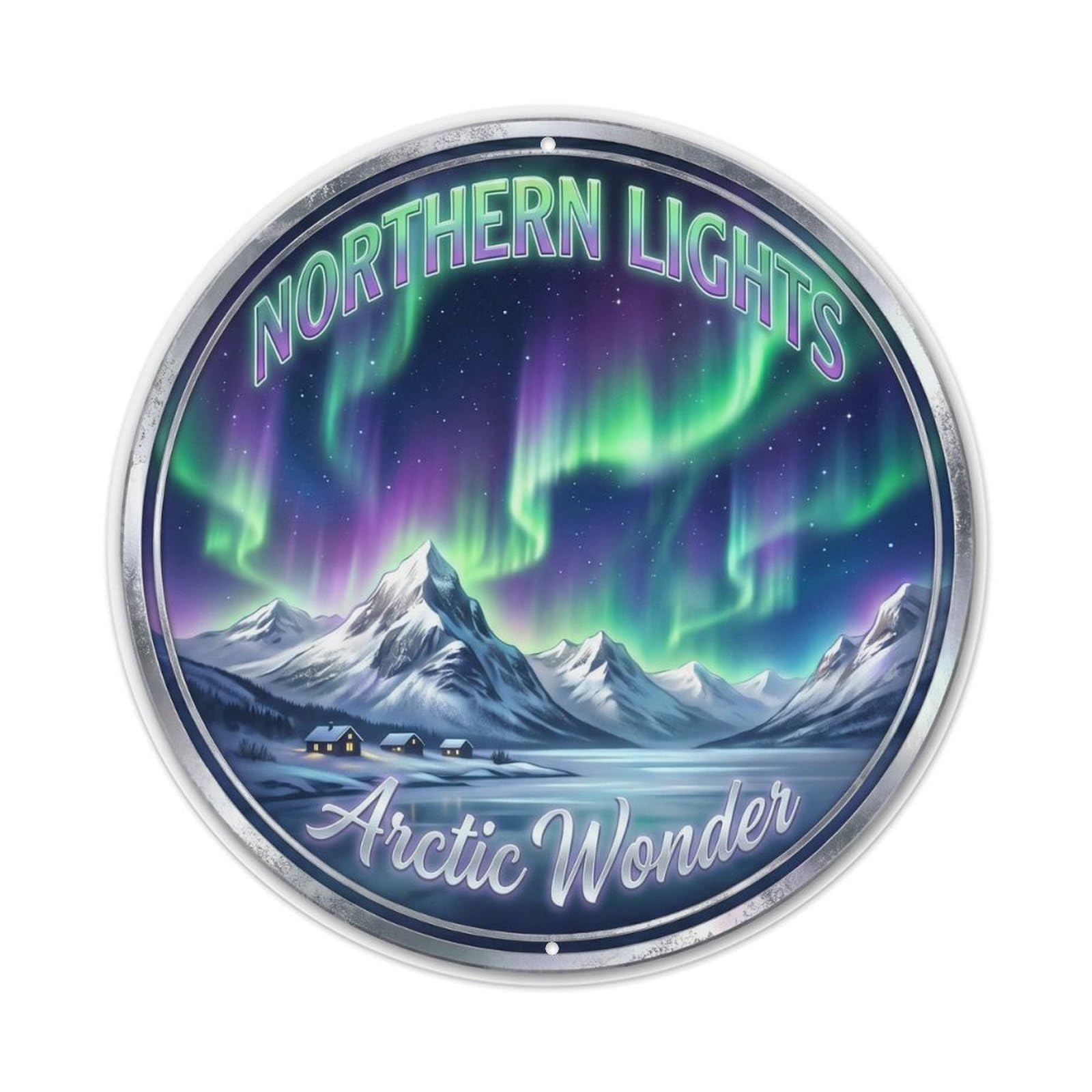 Vintage Travel Northern Lights Norway Arctic Metal Tin Sign