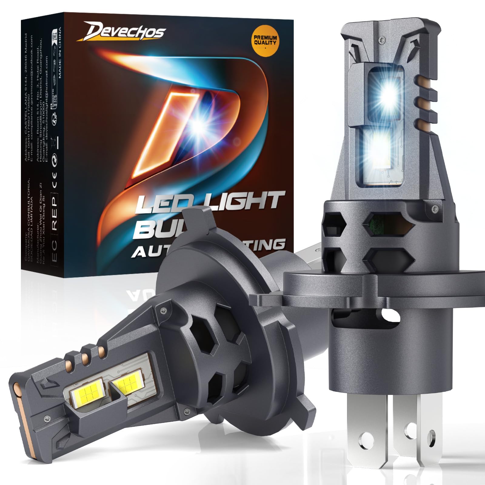 H4 LED Ampoules Anti Erreur : 32000LM 110W 12V | Phares Installation Plug & Play et Antireflet - IP68 Étanchéité Feux de Route et de Croisement pour 99% Véhicules et Motos