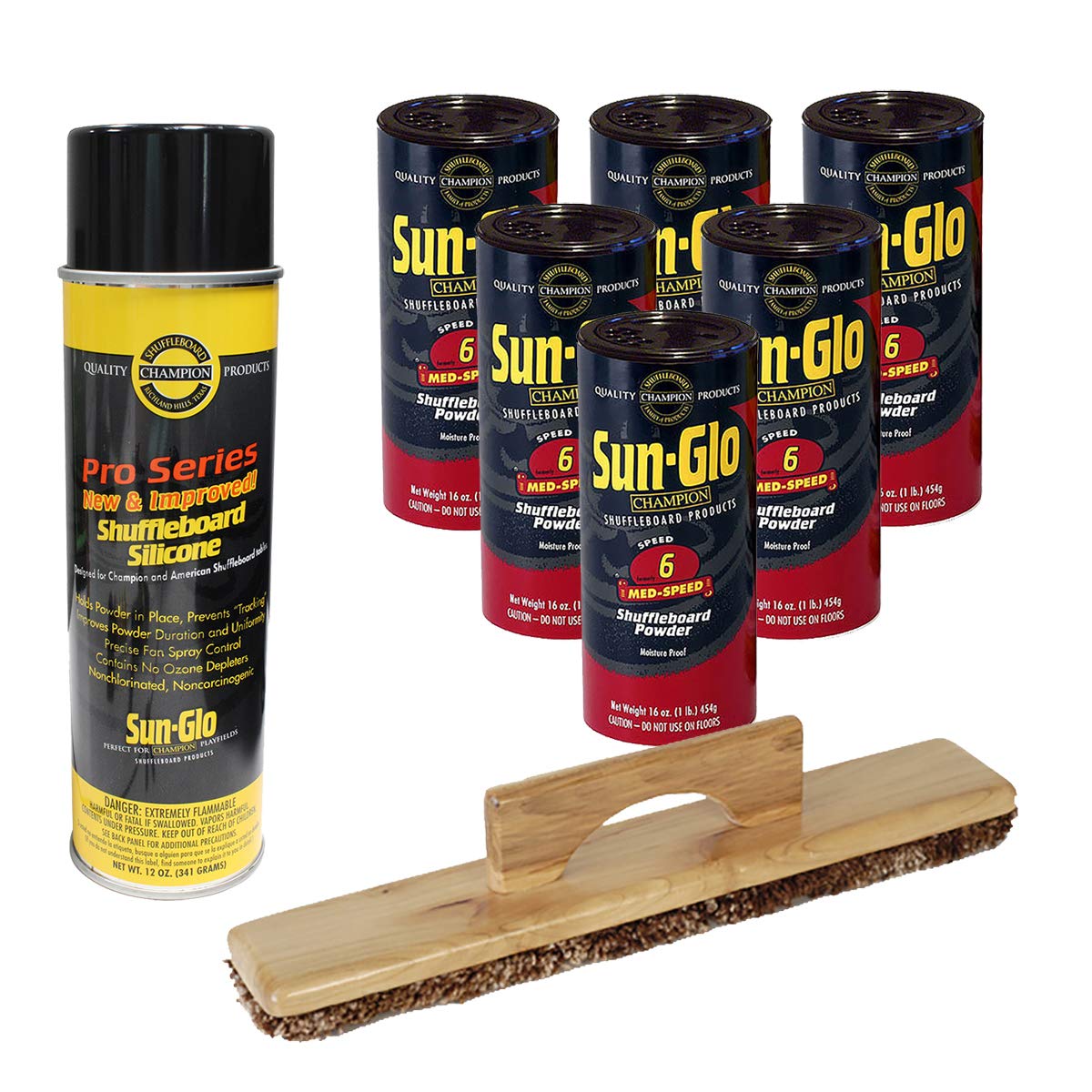 Sun-Glo 6 Cans #6 Med-Speed Wax, Sweep, Silicone Spray