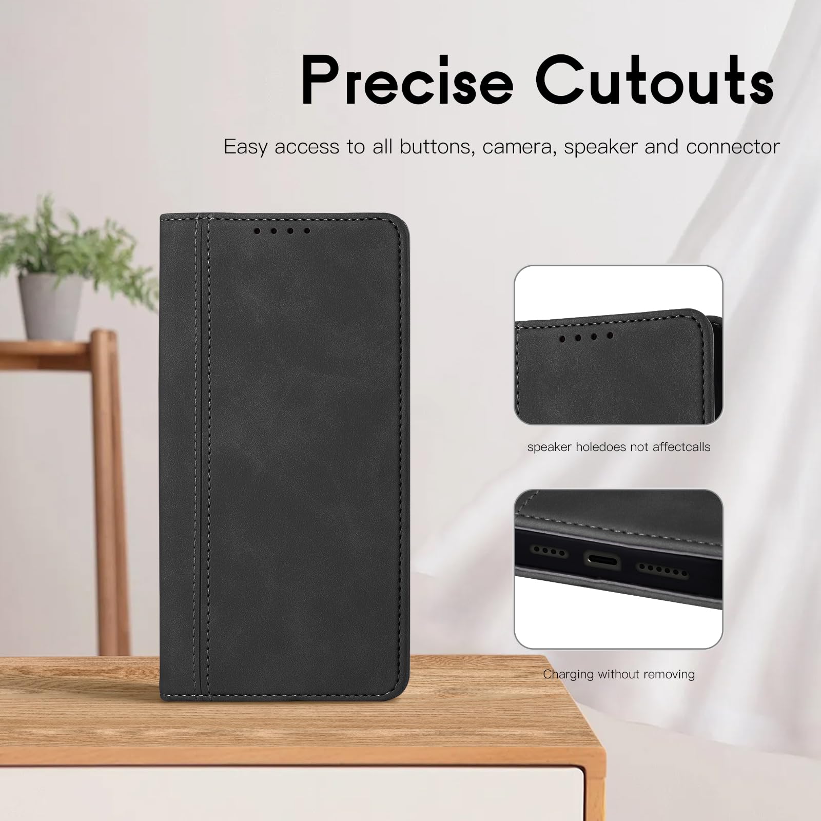 CASAFUNY Custodia per Samsung Galaxy A16 Cover a Libro Portafoglio in Pelle PU Protettiva per Samsung A16, Flip Caso Custodia per Samsung Galaxy A16- Nero