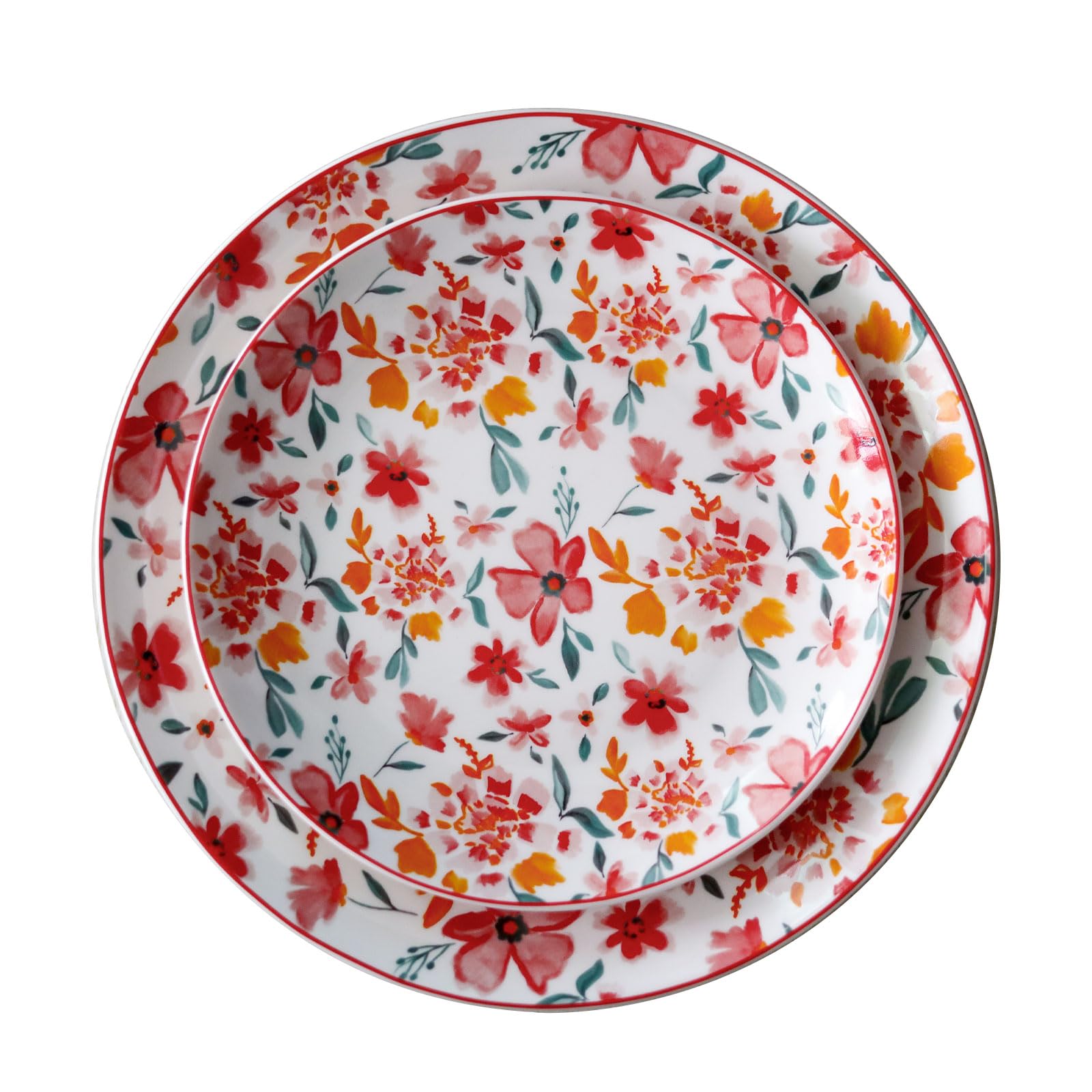 Amazon.com | KAITOER Porcelain Floral Plates 8 Inches &10 Inches