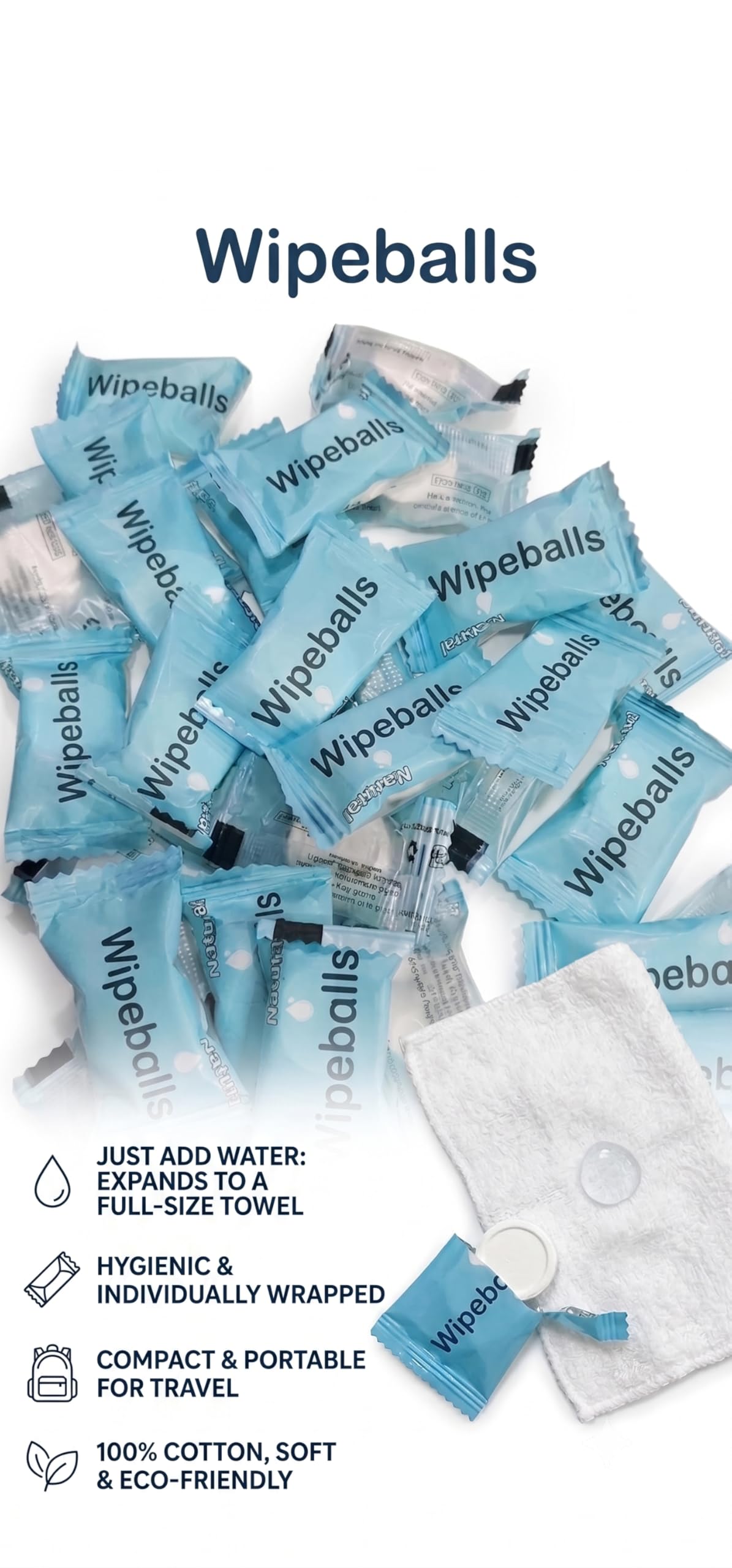 Wipeb@lls Life Individually Wrapped Wet Wipes, Compact Travel Size, Single Use Packets of 100-image-4