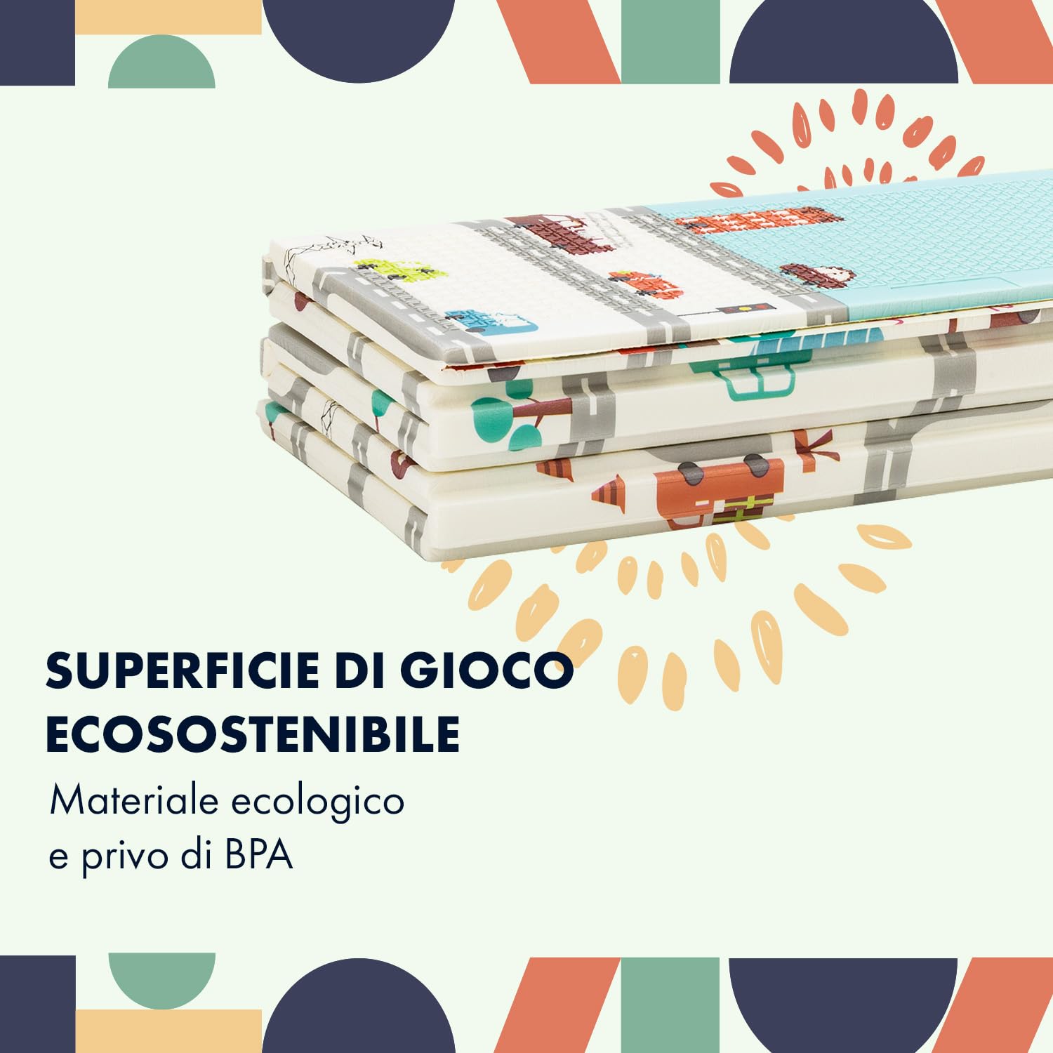 Babify Tappeto da gioco per bambini e neonati, spessore 1.5 cm, pieghevole, antiscivolo, extra large reversibile, impermeabile, portatile, a doppia faccia, (180 x 200 x 1.5 cm)