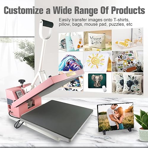 Miniatura 7 de BetterSub Máquina industrial de prensa térmica de 15 x 15 pulgadas para impresión de camisetas, sublimación, vinilo y HTV con control digital, placa