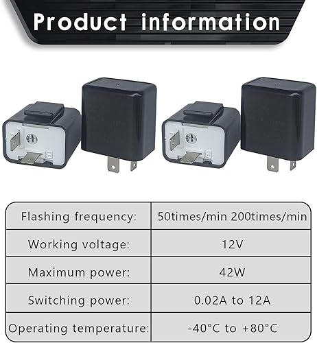 Miniatura 4 de 4 relés intermitentes para automóvil, CC de 12 V LED de frecuencia ajustable, relé de señal de giro de 2 pines, dispositivo de control de flash de