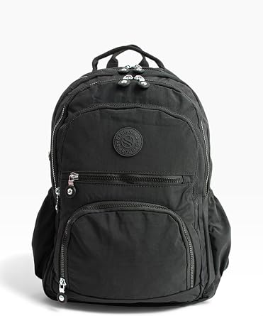 Unisex Suya Dayanıklı Krinkıl Kumaş Çok Gözlü Siyah Renkli Laptop Okul Ve Sırt Çantası