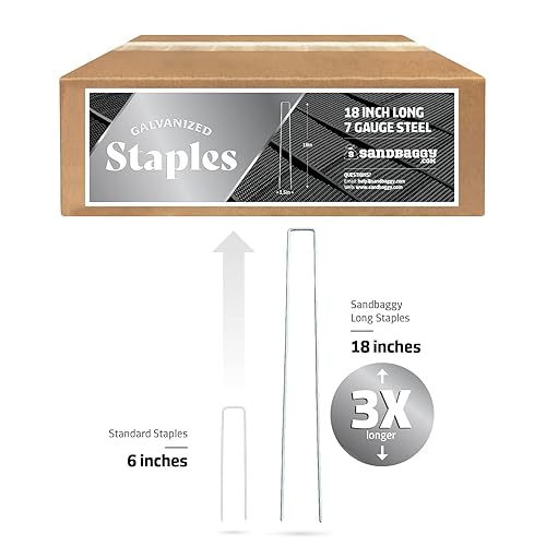 Miniatura 6 de Sandbaggy Grapas de paisaje de 18 pulgadas  Acero galvanizado de calibre 7 de grado industrial  12 pulgadas más largo que las grapas estándar