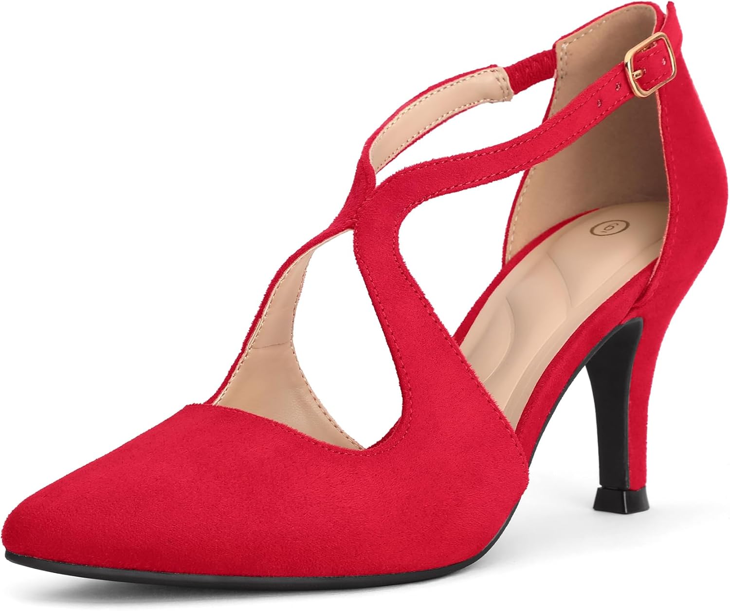 mysoft Women's Dress Shoes Closed Toe 3 Inch Heels Cross Strap Stiletto Pumps Wedding Prom Party Evening Formal Shoes