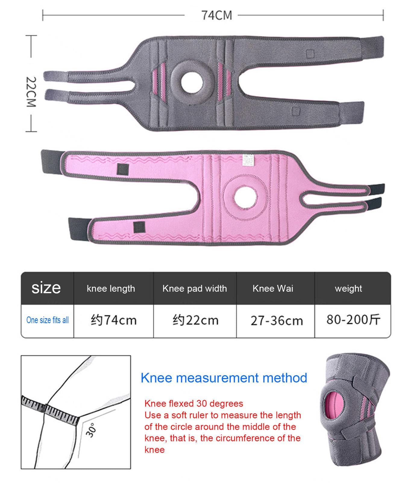 Rodilleras Protectoras, Rodillera de compresión con estabilizadores Laterales y Almohadilla de Gel para rótula, Rodilleras para Correr, Levantamiento de Pesas, Artritis,A